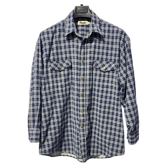 Vintage 90s Marks work warehouse‎ flannel Checkered Gingham Flannel Shirt Large - Picture 1 of 4